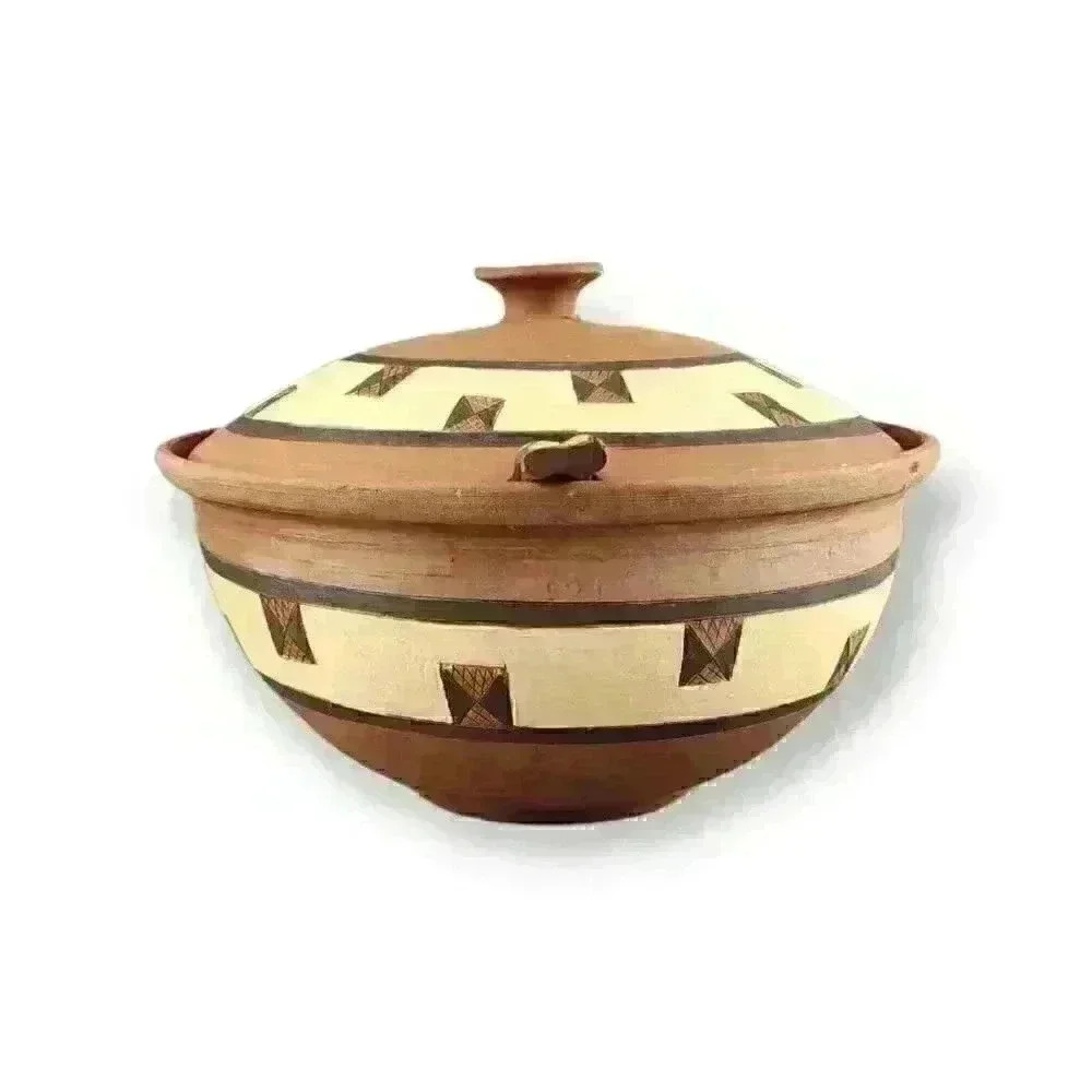 Hand Thrown Art Pottery Soup Tureen & Bowls Gabane, Botswana African Tribal Art - Picture 3 of 11